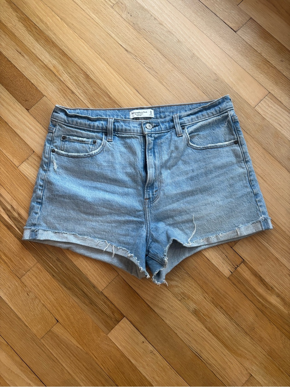Abercrombie & Fitch Light Wash Denim Mom Shorts